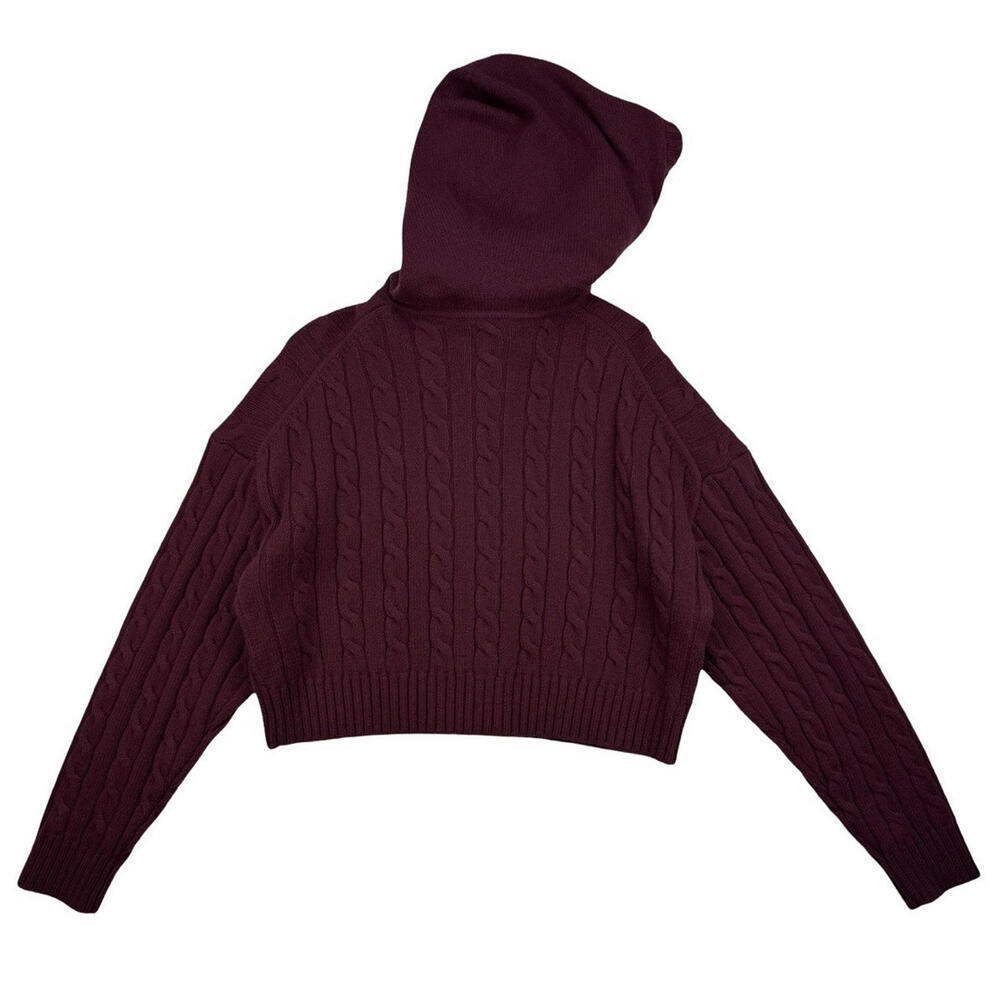 Aritzia Sunday Best Octavia Zip Hoodie Wool Cable Knit Spiced Burgundy Size XS - Picture 2 of 4